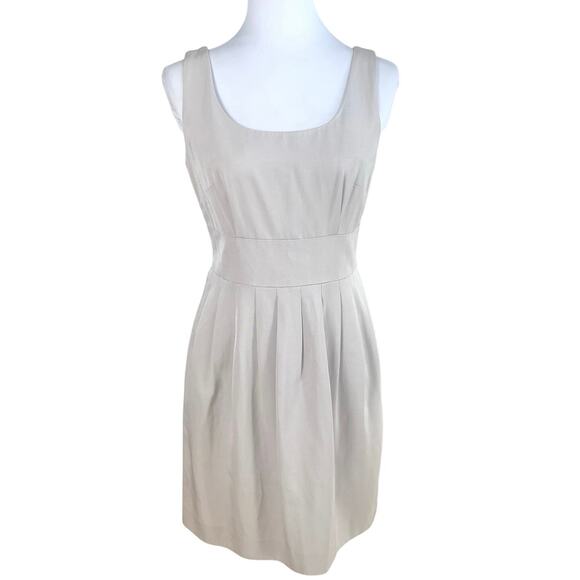NEW Banana Republic Size 6 Sleeveless Sheath Dress Tan Scoop Pleated Career - Picture 1 of 7